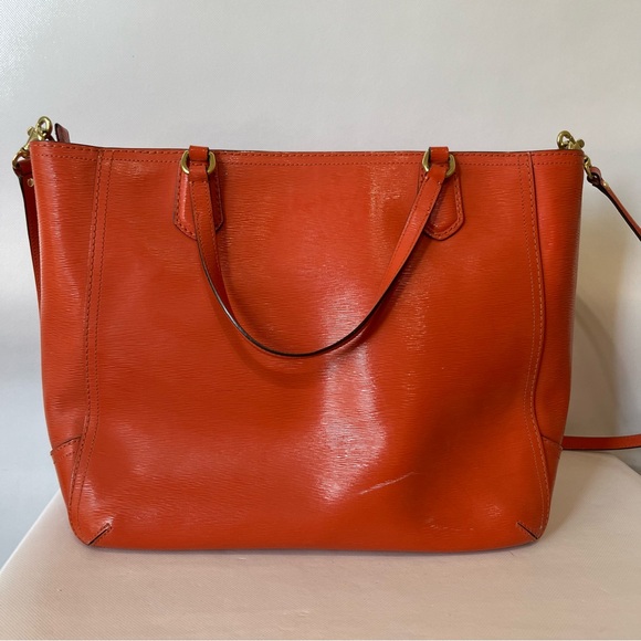 Coach Blair Poppy Texture Orange Tote Bag 25042 - Picture 2 of 13